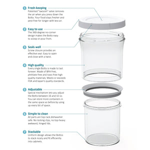 8-pc Botto: The Adjustable Container Complete Set (Clear+Blocks UV) - Botto Design <thebotto.com>